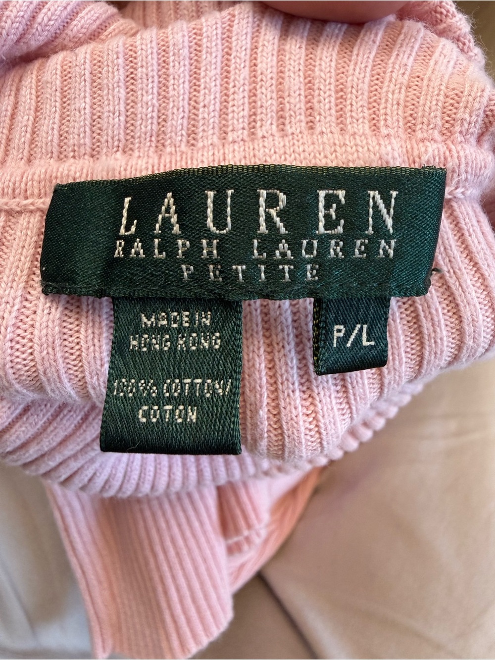 LAUREN Ralph Lauren Petite Pink Cotton Sweater